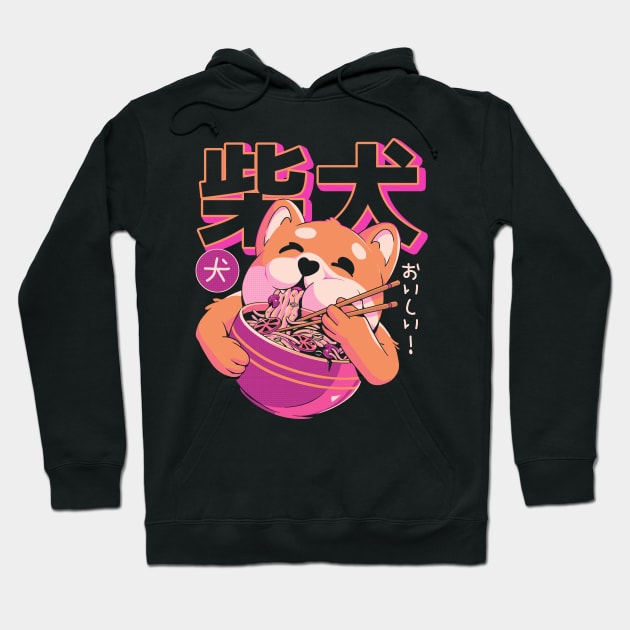 Shiba Noodles Hoodie by Ilustrata